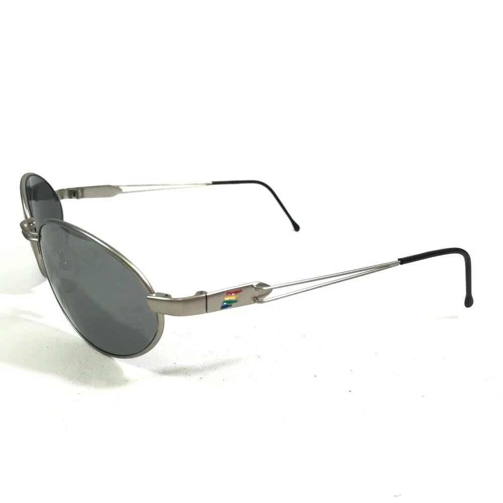 Benetton Formula Sunglasses B.F. 1 004-40S Gray Round Frames with Blue Lenses